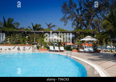 Swimming pool of Saigon Ninh Chu Resort on Phan Rang Beach,south china sea, Ninh Thuan, Vietnam Stock Photo