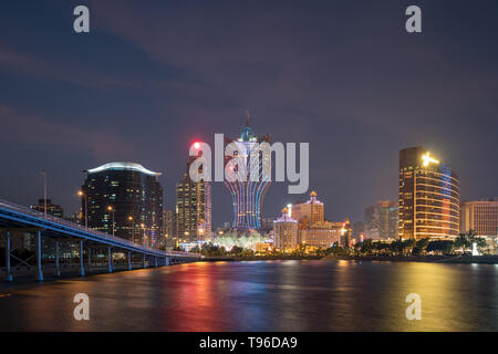 Image of Macau (Macao), China. Skyscraper hotel and casino building at downtown in Macau (Macao). Stock Photo