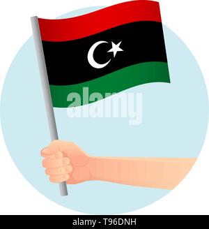 libya flag in hand. Patriotic background. National flag of libya vector illustration Stock Vector