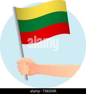 lithuania flag in hand. Patriotic background. National flag of lithuania vector illustration Stock Vector