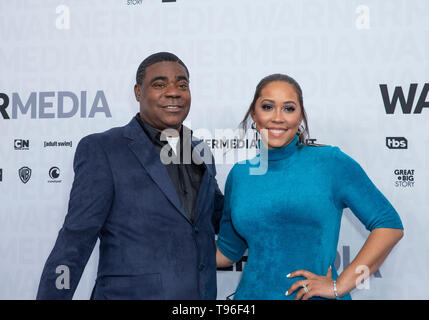 New York, NY - May 15, 2019: Tracy Morgan and Megan Wollover attend WarnerMedia Upfront 2019 arrivals outside of The Theater at Madison Square Garden Stock Photo