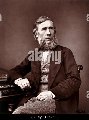 John Tyndall (August 2, 1820 - December 4, 1893) was an Irish physicist and medical educator. Beginning in the late 1850s, Tyndall studied the action of radiant energy on the constituents of air. He was the first to correctly measure the relative infrared absorptive powers of the gases nitrogen, oxygen, water vapor, carbon dioxide, ozone and methane.  No photographer credited, undated. Stock Photo