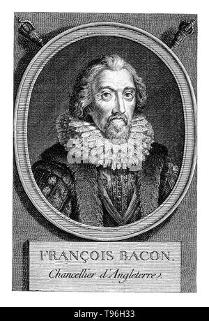 Francois Bacon, Viscount St Alban. Francis Bacon (January 22, 1561 - April 9, 1626) was an English philosopher, statesman, scientist, lawyer, jurist, author and pioneer of the scientific method. He served both as Attorney General and Lord Chancellor of England. His political career ended in disgrace in 1621. After he fell into debt, a Parliamentary Committee on the administration of the law charged him with twenty-three separate counts of corruption. Stock Photo