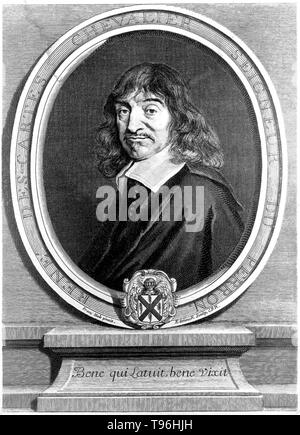 René Descartes (March 31, 1596 - February 11, 1650) was a French mathematician, philosopher and physiologist. Living on his modest inherited wealth, Descartes traveled, studied, wrote, and served as a soldier in Holland, Bohemia and Hungary. He created analytical geometry, which translates geometrical problems into algebraic form so that algebraic methods can be applied to their solution. Conversely he applied geometry to algebra. Stock Photo