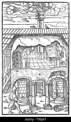 Woodcut from De Re Metallica. Georgius Agricola (March 24, 1494 - November 21, 1555) was a German scholar and scientist, known as ''the father of mineralogy''. In 1556 he published his book De Re Metallica, a treatise on mining and extractive metallurgy, with woodcuts illustrating processes to extract ores from the ground and metal from the ore, and the many uses of water mills in mining. Stock Photo