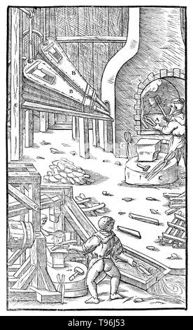 Woodcut from De Re Metallica. Georgius Agricola (March 24, 1494 - November 21, 1555) was a German scholar and scientist, known as ''the father of mineralogy''. In 1556 he published his book De Re Metallica, a treatise on mining and extractive metallurgy, with woodcuts illustrating processes to extract ores from the ground and metal from the ore, and the many uses of water mills in mining. Stock Photo