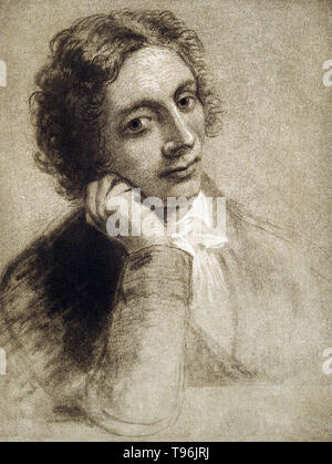 John Keats (October 31, 1795 - February 23, 1821) was an English Romantic poet. He was one of the main figures of the second generation of Romantic poets, along with Lord Byron and Percy Bysshe Shelley, despite his works having been in publication for only four years before his death from tuberculosis at the age of 25. Stock Photo