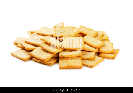 Stack of crackers isolated in white background Stock Photo