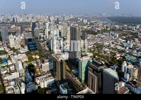 View from Maha Nakhon Tower, 314m, city view, Klong Toei and Sathon district, Mahanakhon, Bang Rak district, Bangkok, Thailand Stock Photo