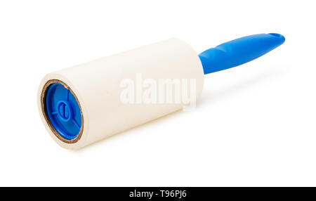 Adhesive roller or cleaning stick for cleaning clothes from animal fur and hair isolated on white Stock Photo