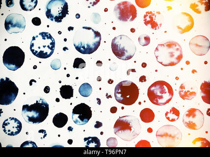 Abstract background with watercolor and ink circles. Hand-drawn background polka dot. Template for design. Light effect Stock Photo