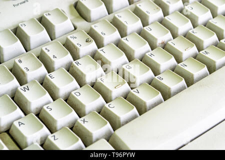 The dirty worn computer keyboard on the desk closeup Stock Photo - Alamy