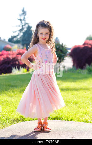 Five Year Old Girl Portrait Before Dance Performance Stock Photo