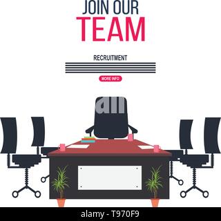 Join our team concept with Office interior modern flat vector illustration. Stock Vector
