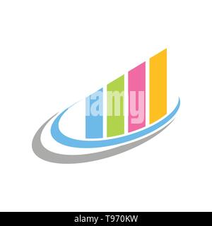 Colourful Fast Chart Statistic Swoosh Vector Symbol Graphic Logo Design Template Stock Vector
