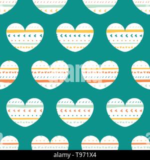 geometric pattern hearts , stripes and geometric shapes. Vector seamless pattern. Stock Vector