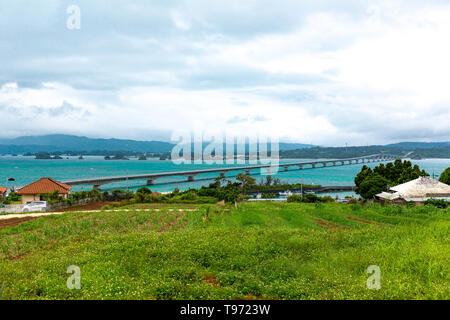 Kouri Ohashi is a bridge connecting Kouri Island in Nakijin village to Yagajijima in Nago City in Okinawa Prefecture, Japan. Stock Photo