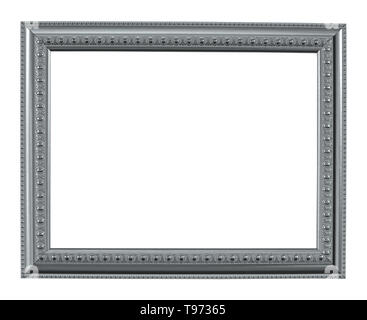 Silver color wooden frame isolated on white with clipping path Stock Photo