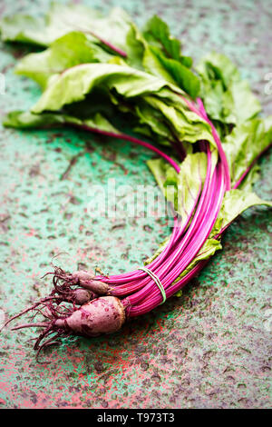 Young beetroot on green background Stock Photo
