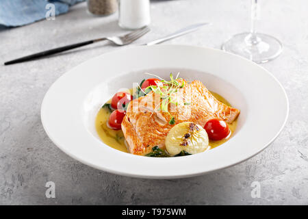 Salmon with vegetables Stock Photo