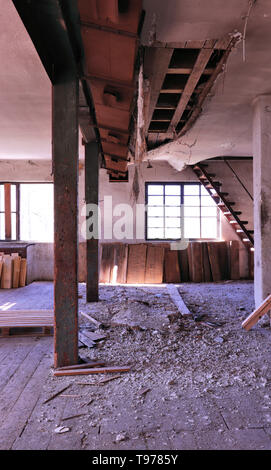 ceiling collapsing in old building Stock Photo