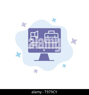 Computer, Bag, Speaker, Job Blue Icon on Abstract Cloud Background Stock Vector