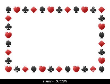 Suit card frame. Vector illustration. Games of chance. Rectangular shape Stock Vector