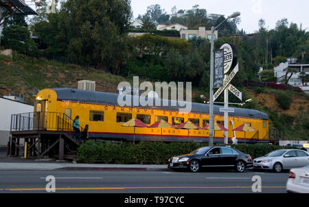 Carney's Hot Dog Diner Car on the Sunset Strip in Los Angeles, CA Stock Photo