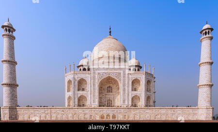 Visiting Taj Mahal build in 17th century by Moghul Emperor Shah Jehan in memory of his beloved wife Mumtaz Mahal. Stock Photo