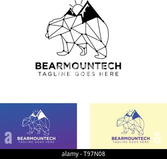 bear mountain connecting logo design vector icon or symbol illustration - vector Stock Vector