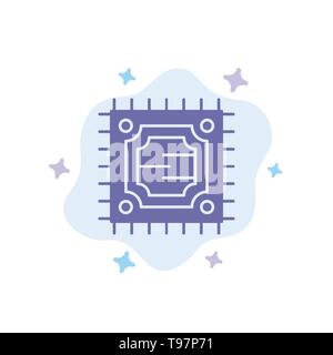 Cpu, Microchip, Processor Blue Icon on Abstract Cloud Background Stock Vector