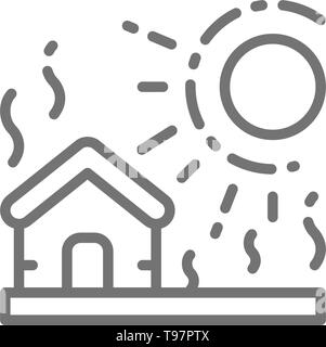 Vector drought, natural disaster, catastrophe line icon. Stock Vector