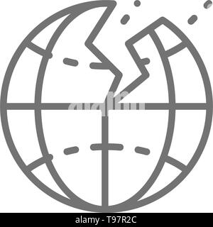 Vector earthquake, natural disaster, seism line icon. Stock Vector