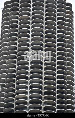 Marina City Towers along the Chicago River, Near North, Chicago, Illinois Stock Photo