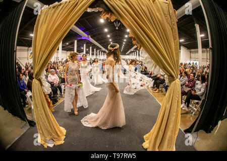 Wedding Dresses Are Modeled By A Multiracial Group Of Women One