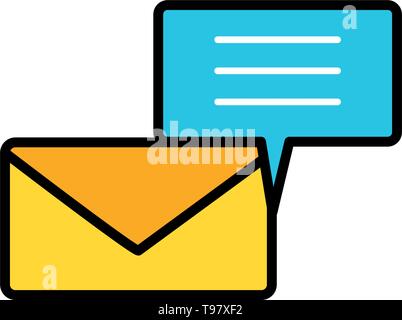 envelope mail with speech bubbles vector illustration design Stock Vector