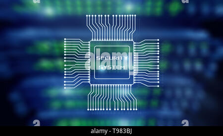 Security System Business Technology Concept. Inscription on the background of the processor and server room Stock Photo