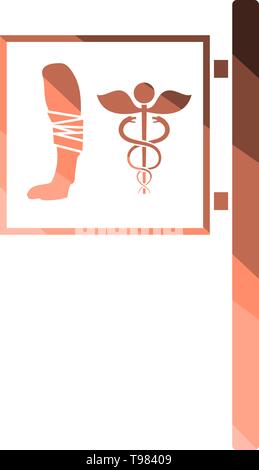 Vet Clinic Icon. Flat Color Ladder Design. Vector Illustration. Stock Vector