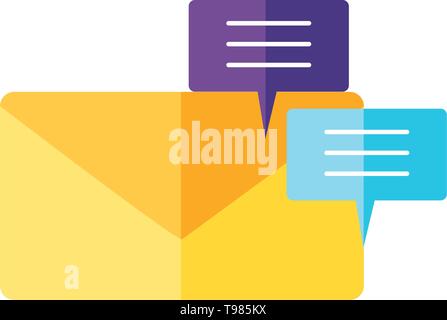 envelope mail with speech bubbles vector illustration design Stock Vector