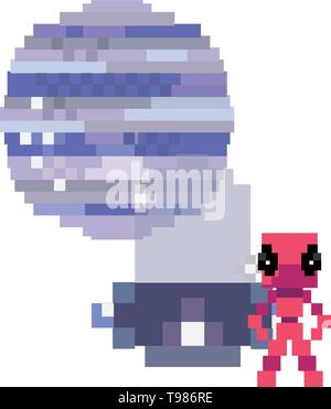 invader ufo space pixel video game retro vector illustration Stock Vector