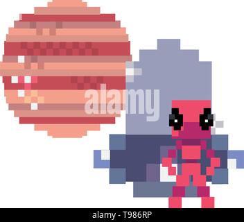 invader ufo space pixel video game retro vector illustration Stock Vector