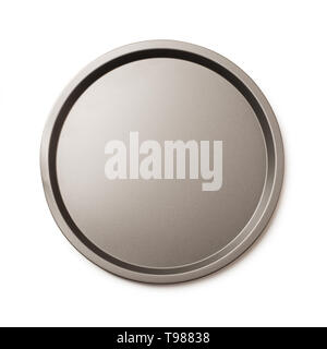 Round empty baking tin or round metal tray isolated on a white background Stock Photo