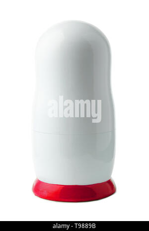 Russian nesting dolls. Empty babushka or matryoshka mockup. Isolated on a white background. Stock Photo