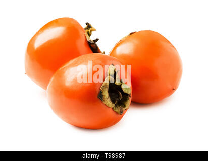 Fresh ripe persimmons isolated on white background Stock Photo