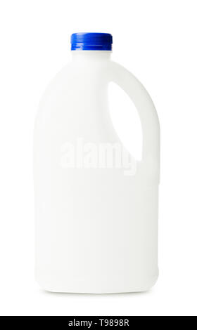 Bottle with fresh milk with handle isolated on white background Stock Photo