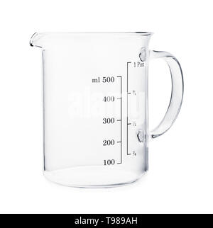 Empty beaker isolated on a white background Stock Photo