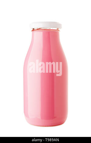 Fruit yogurt bottle mockup isolated on white background Stock Photo
