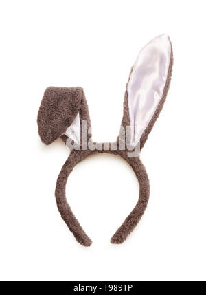 Easter gray rabbit fancy dress ears isolated on a white background Stock Photo