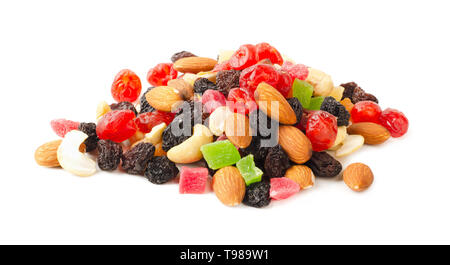 Dried fruits and nuts isolated on a white background Stock Photo