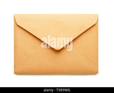 Brown craft envelope, mock-up isolated on white background Stock Photo